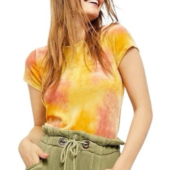 Free People Bright Eyes Velvet Tie Dye Crop Top - Picture 1 of 7